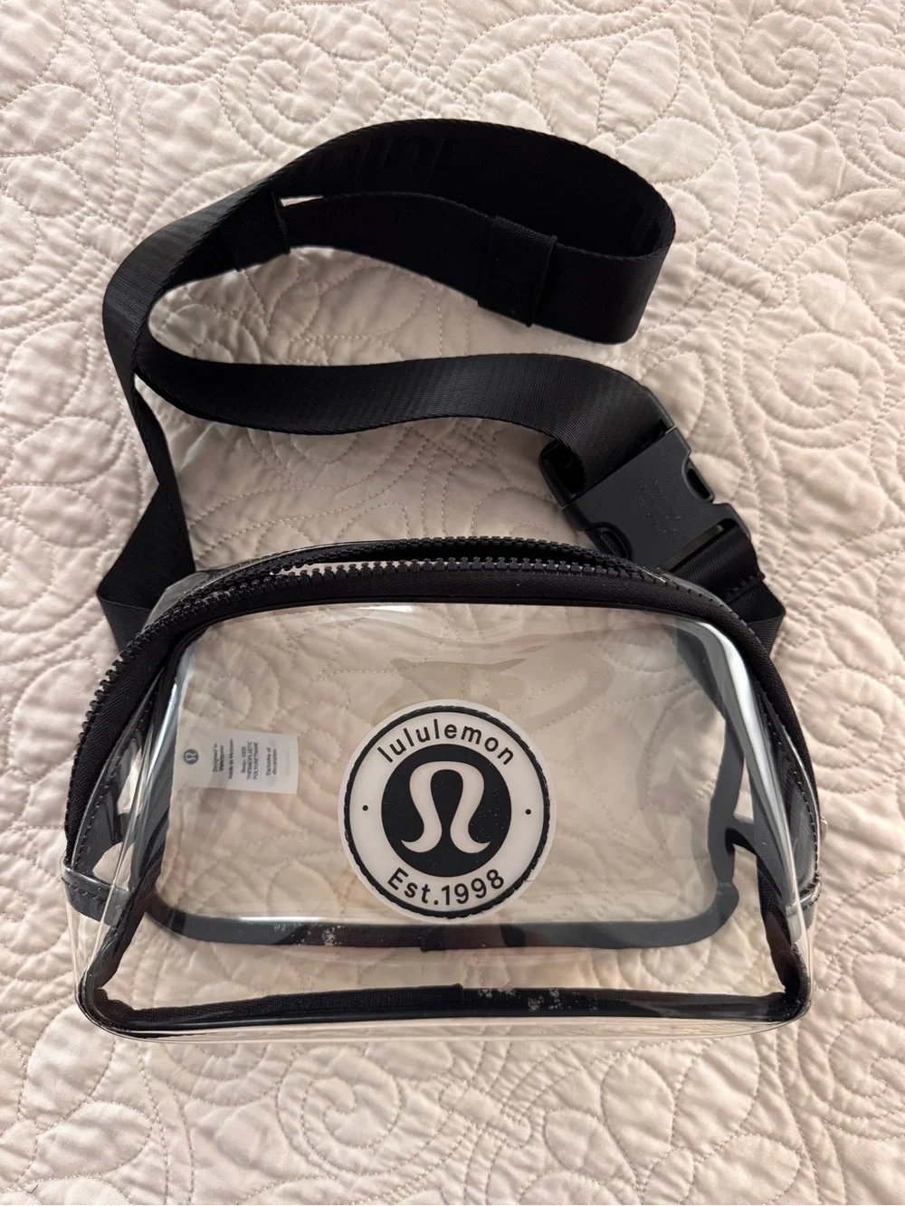 Lululemon Clear Belt Bag 1L Black Logo Est. 1998 Crossbody Stadium Bag